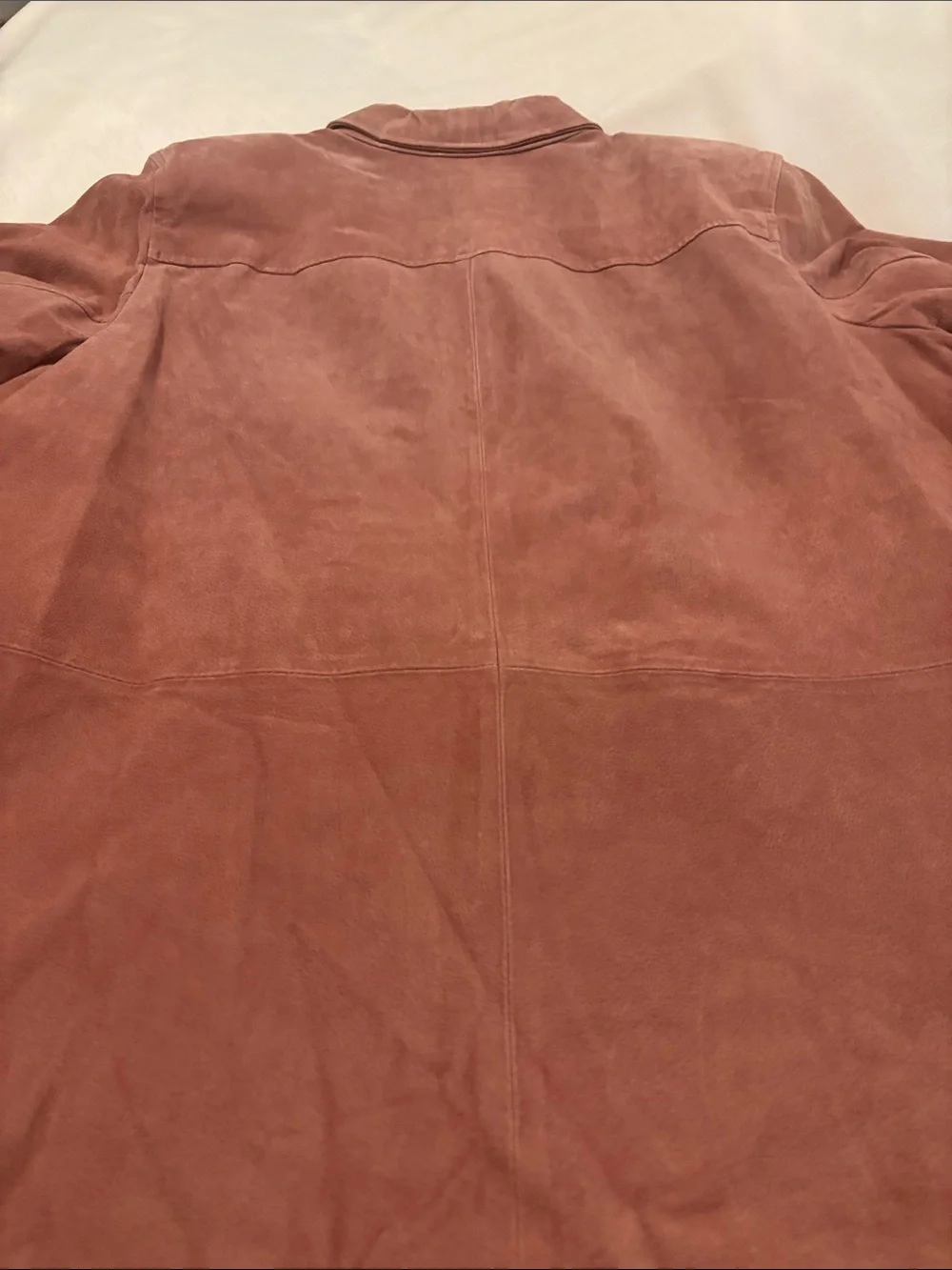 VTG D&Co Dusty Rose Suede Leather Snap Button-Front Shirt Jacket SZ XL lined Y2K - Picture 10 of 11